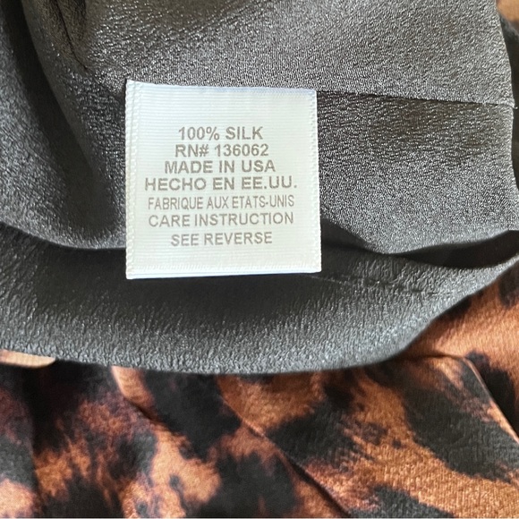 Lavender Brown silk leopard print A Line sleeveless dress size large - Picture 8 of 10